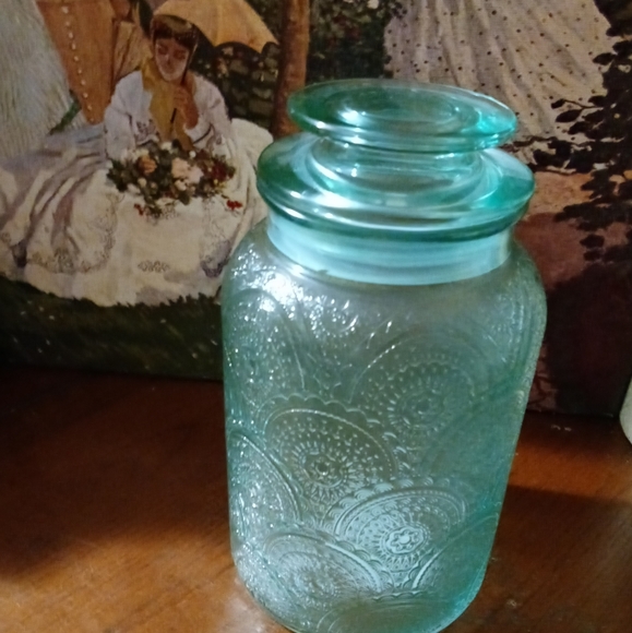 5 Vintage Fortecrisa pink glass saucers set. &Adeline Blue Cookie Jar,Nice ๐ป๐ - Picture 3 of 15